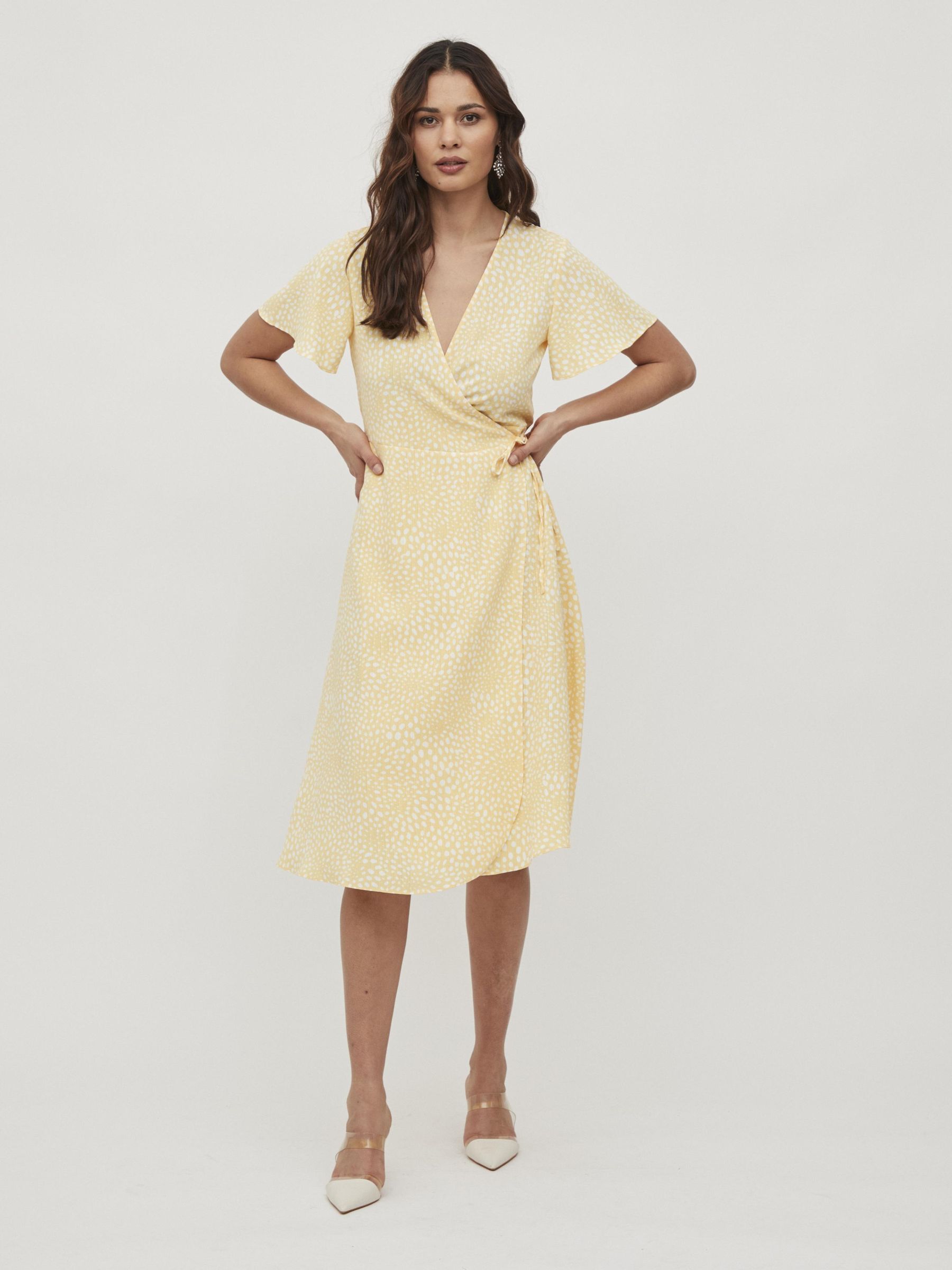 SHORT SLEEVED WRAP DRESS (Yellow) | Vila® Official Online Shop